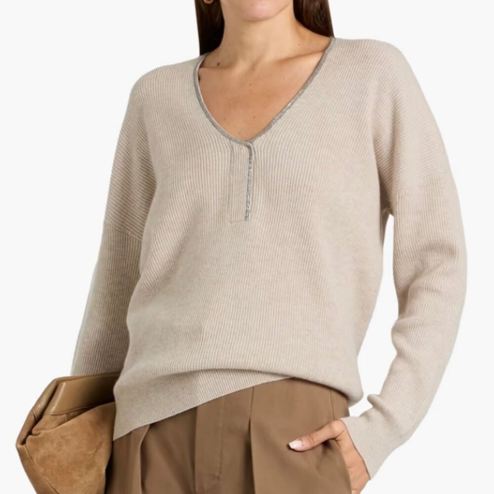 BRUNELLO CUCINELLI Bead-Embellished Cashmere Sweater